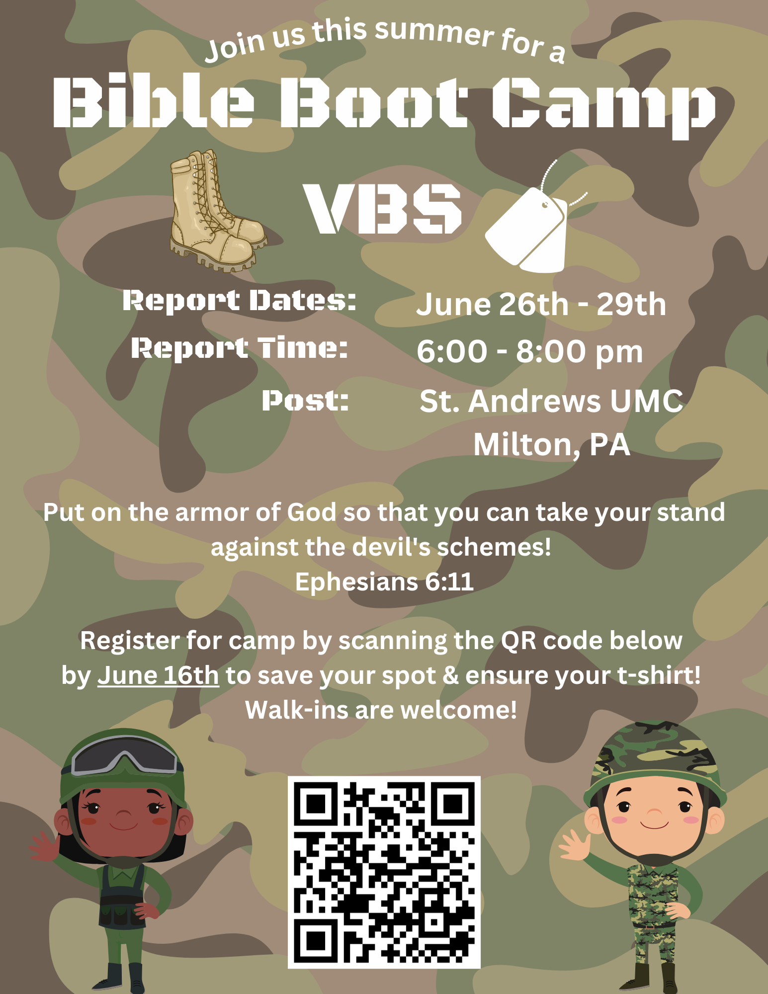 Bible Boot Camp VBS Flyer